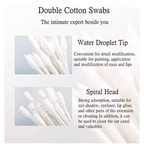 Cotton Swabs 800 Pieces, Double Precision Tips with Paper Stick, 4 Packs of 200 Pieces (Pointed+Spiral Head)