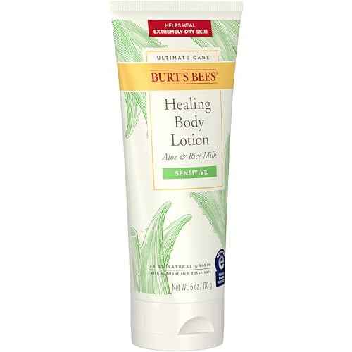 Burt's Bees Ultimate Care Healing Body Lotion with Aloe and Rice Milk for Sensitive Skin, 98.8% Natural Origin, 6 Ounces