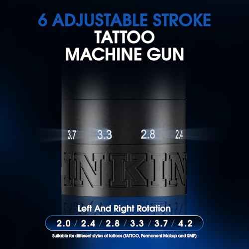 INKin Tattoo Gun Kit for Beginners Complete Set, InkFlexo Wireless Tattoo Machine with 6 Adjustable Stroke and 2Pcs 1600mAh Batteries, Tattoo Kit with Revo Tattoo Needles and Ink for Professional Use