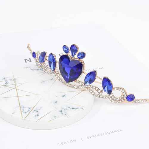 CAVETEE Birthday Crown for Women, Princess Tiara Royal Blue Happy Birthday Girl Crown Decorations