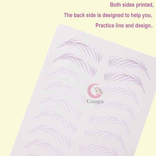 3pcs Microblading Nano Hair Stroke Practice Skin Practice Skin Soft Silicone White Tattoo Practice Skin Pre-printed Double Sides Designs Training Pads for Tattoo Practice (Hairstrokes Purple Outlines)