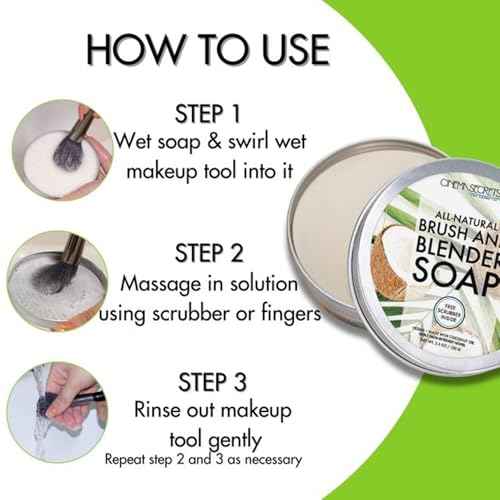 Cinema Secrets Vegan Makeup Brush Cleaner Soap - Brush & Make Up Sponge Cleaner with Scrubber - Formulated with Coconut Oil for Deep Cleansing & Conditioning - Vegan and Cruelty-Free Cleanser (3.5 oz)