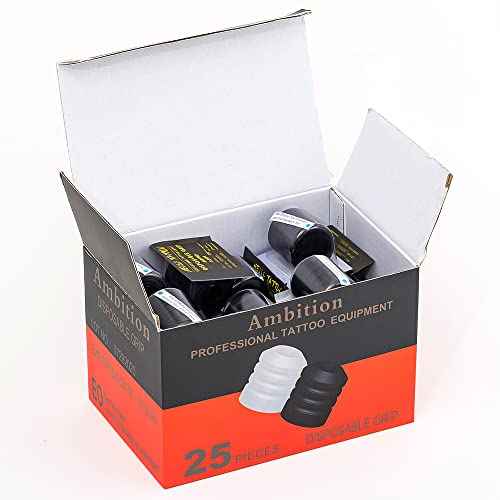 Ambition 25pcs Tattoo Grip Cover Silicone - Disposable Tattoo Pen Grip Cover for Rotary Tattoo Machine