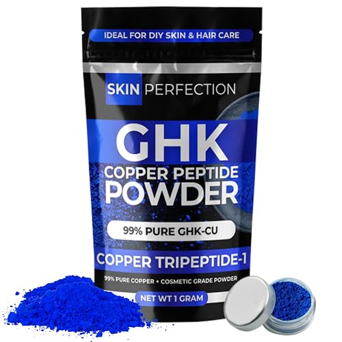 Skin Perfection GHK-Cu Copper Peptide Powder ? DIY Copper Peptides Serum Ingredient with GHK for Fuller Hair & Smoother-Looking Skin - 99.7%+ Pure Cosmetic-Grade GHK-Cu Beauty Booster