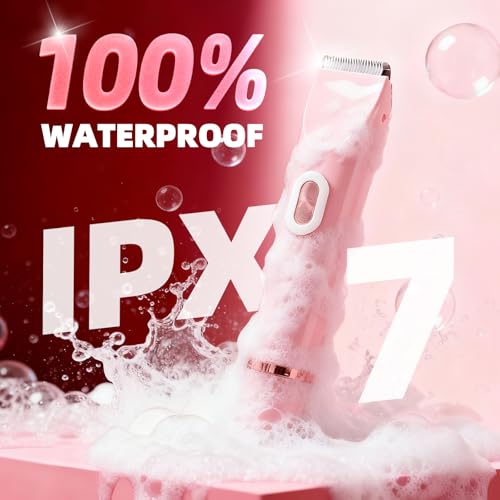 2-in-1 Bikini Trimmer for Women - IPX7 Waterproof & Painless Electric Razors for Bikini Line, Legs, Underarms, Face - Portable Cordless Shaver with Fast Charging | Ideal Christmas Gift for Women