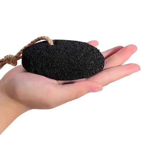 Pumice Stone Foot and Hand Scrubber - Natural Lava Stone for Callus Remover, Foot Exfoliation, Hand Scrub, Pedicure Tool, Dry Skin Remover, Promote Healthy Foot and Hand Care (Black)