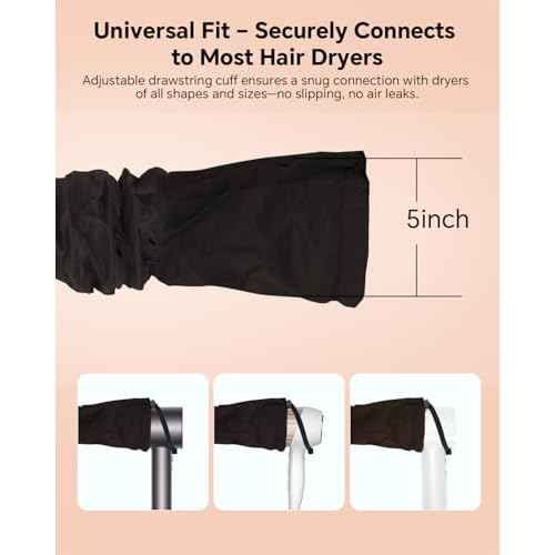 Hair Dryer Bonnet Attachment ? 28.5" XL Hooded Dryer Cap for Faster Drying & Deep Conditioning, Extra-Large Space Fits Thick, Curly Hair & Styling Tools (Black, Extra Large)