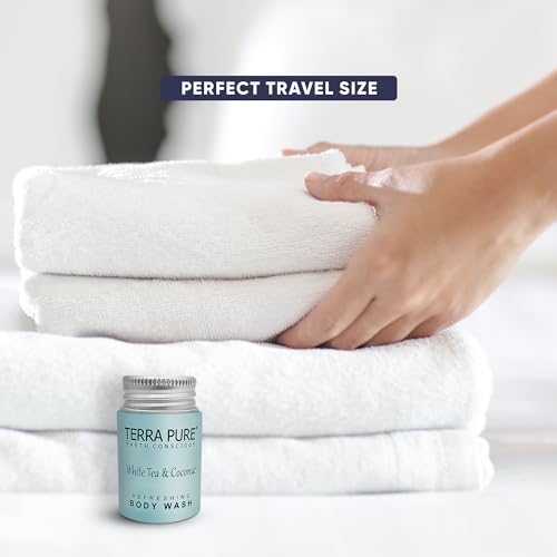 Terra Pure White Tea & Coconut Body Wash, Travel Size Hotel Amenities, 1 oz. (Case of 100)