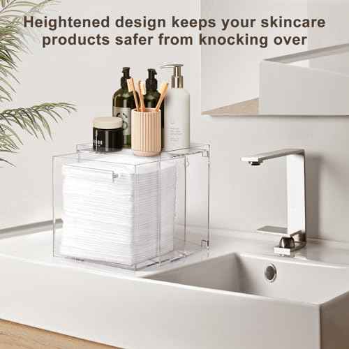 Disposable Facial Towels Storage Box - Acrylic Container Compatible With Clean Skin Club Clean Towel XL - Wall-Mounted Makeup Organizer With Drawer (Excluding Facial Towels)