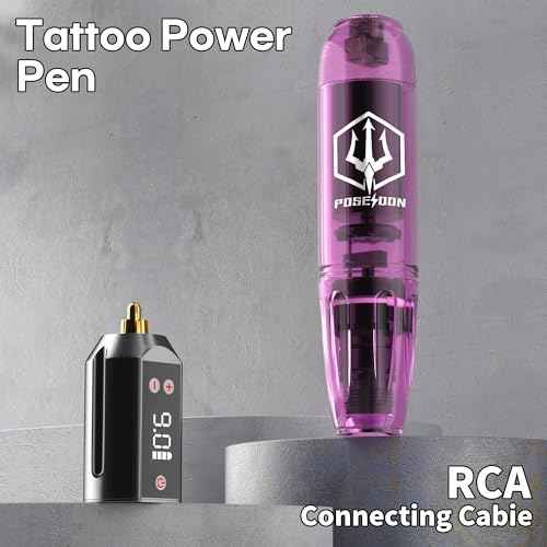 POSEIDON Tattoo Kit Tattoo Gun Kit, Tattoo Pen Kit with 2PCS 1400mAh Power Supply and 11 Tattoo Inks, Tattoo Machine Kit with 20pcs Tattoo Needles for Beginers