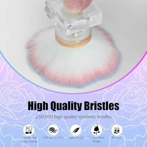 Nail Dust Brush for Nails, Nail Art Dust Powder Remover Brush, Pink Rose Cleaner Brush for Makeup or Blush Nail Arts Brush, Nail Dusting Brush Tools