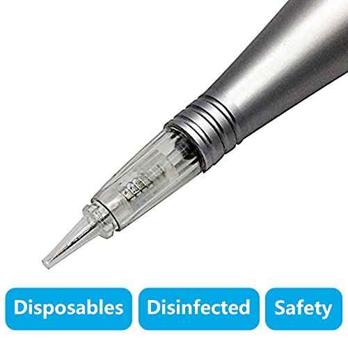 Pinkiou Permanent Makeup Cartridges Round 1RL Tattoo Needles and Caps for Eyebrow Tattoo Machine Microblading Pen Pigment Tips (Pack of 10)