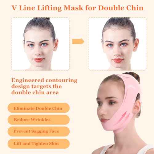 Chin Strap for Sleeping - Double Chin Reducer, Face V Line Lifting Mask, Reusable Jawline Shaper for Women