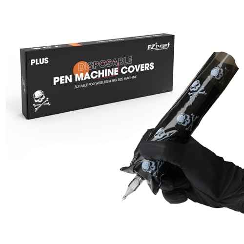 EZTAT2 Tattoo Machine Covers - 200pcs (2.4" x 7") Skull Print Transparent Black Disposable Covers for Tattoo Gun Machine