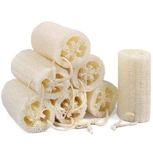 7 Pack Natural Loofah Body Scrubber Sponge, 5 Inches Organic Luffa for Exfoliating & Smooth Skin Cleansing, Ideal for Men & Women, Spa & Shower Use