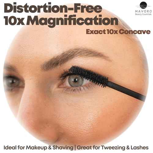 Mavoro 9'' Magnifying Mirror with 3 Strong Suction Cups | 10X Magnification | Portable Travel Makeup & Cosmetic Mirror (10X)