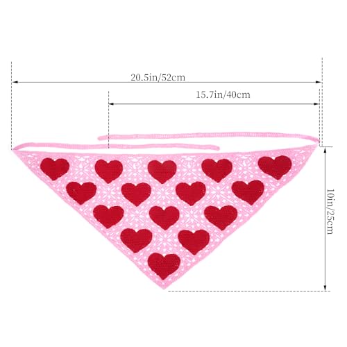 hoyuwak Crochet Head Scarf Bandanas Heart Headbands Hair Scarf Head Coverings Pink Hair Accessories for Women Hair Styling Valentine's Day Holiday Decor