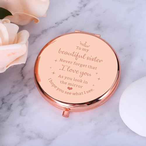 Sister Gifts from Sisters Friendship Gifts for Women Friends Sister Birthday Gift Ideas Compact Mirror Valentines Anniversary Wedding Graduation Gifts for Sister Valentines Day Gifts for Her