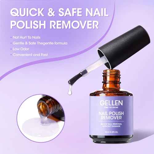 Gellen Gel Nail Polish Remover, 2 Pack Professional Gel Polish Remover for Nails, Quick & Easy Polish Remover In 3-5 Minutes, No Need for Foil Soaking Or Wrapping