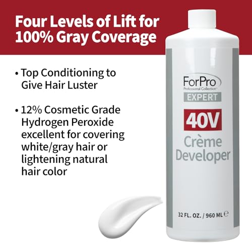 ForPro Expert 40 Volume Cr?me Developer for Hair Lightening, Gray Coverage & Color Deposit with Maximum Lift, 32 Fl Oz
