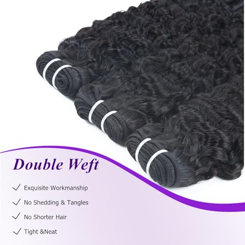Burmese Curly Bundles Human Hair 14 16 18 Inches 3 Bundles 3C4A Water Wave Quick Weave with Spiral Curly End 100% Raw Human Hair Bundles Curly Hair Extensions for Women Natural Black