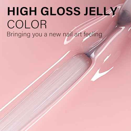 AILLSA Milky Pink Nude Gel Nail Polish, 15ml Translucent Soak Off UV LED Light Cure Gel Polish, Long Lasting for French Nail Art Salon DIY Manicure at Home