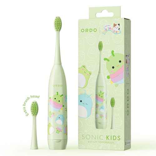 ORDO Squishmallows Toothbrush, Sonic Battery Toothbrushes for Kids, Soft Bristles, Extra Brush Head Inc, Gift for Kids Aged 4 Years and Up, Battery Included, Rutabaga