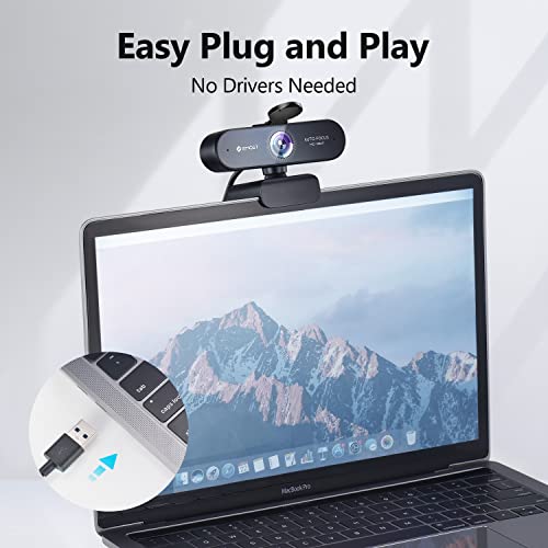 1080P Webcam with Microphone, eMeet Nova AutoFocus HD Webcam, 96°View Web Camera w/ 2 De-Noise Mics for Laptop/Desktop, Plug & Play USB Streaming Computer Camera for Conference/Calling/Teaching/Gaming