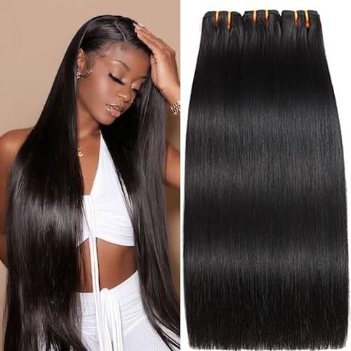 BLACKMOON 16a Raw Indian Hair Bundles 100% Unprocessed Raw Human Hair Straight Bundles Triple Lifespan Than Regular Virgin Hair 20 Inches Double Weft 100g/Bundle Natural Black