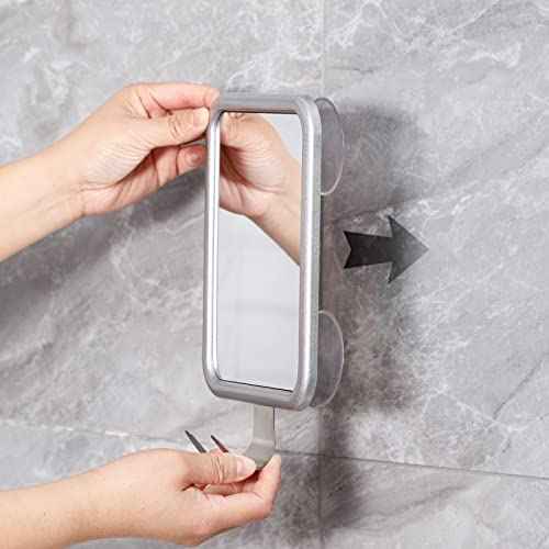 Ettori Shower Mirror Fogless for Shaving- with 4 Suctions, Anti Fog Mirror for Shower, Bathroom, Vanity, Bathtub, Razor Holder for Men