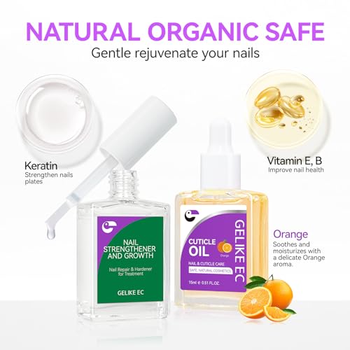 Nail Growth Treatment and Cuticle Oil: Orange & Clear (15ml) - Protein Nail Hardener for Weak Nails - Vitamin E Enriched - Fast Growth & Repair - Salon & Home Use