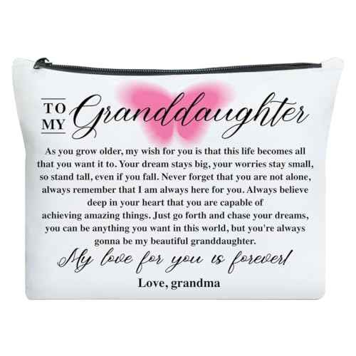 Granddaughter Gift from Grandma Nana Grandpa, Christmas, Birthday, Graduation Gift for Granddaughter Makeup Bag, My Love for You Is Forever