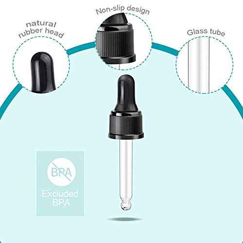 YGDZ Droppers for Essential Oils 15 Pack 15ml (1/2 Ounce) Glass Eye Dropper Tops - Fit for DoTerra Young Living 15ml Essential Oil Bottles