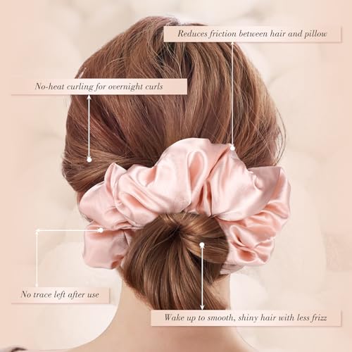 3Pcs Large Satin Hair Scrunchies, Sleepy Hair Tie for Women Girls Large Pillow Satin Scrunchies for Thick Curl Stocking Stuffers Gifts for Women Girls