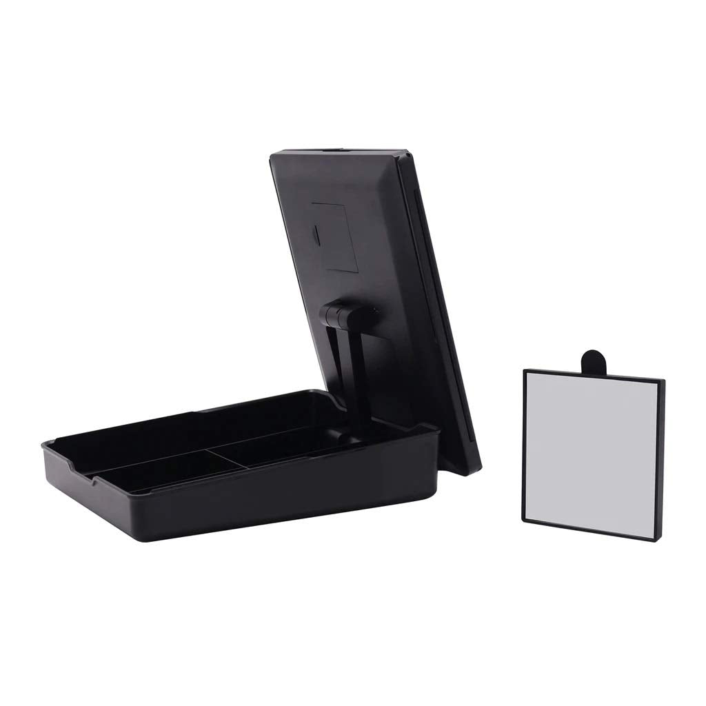 Impressions Touch Trifold LED Makeup Mirror with Vanity Organizer, 7X Magnifying Desk Mirror with Standing Base and USB Cable (Black)