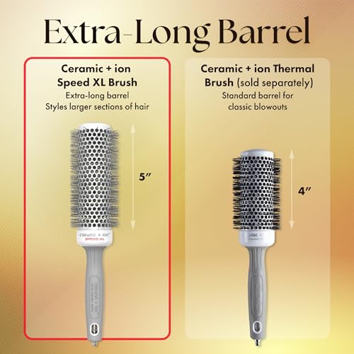 Olivia Garden Ceramic + Ion Speed XL - Extra-Long Round Thermal Hair Brush - Not Electrical - Professional Blowout Brush for Normal to Thick Hair