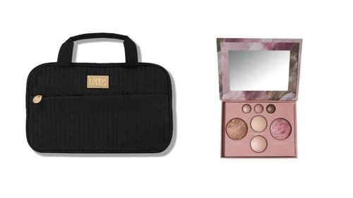 LAURA GELLER NEW YORK The Best of the Best Baked Face Palette and Quilted Folding Travel Makeup Bag, Black
