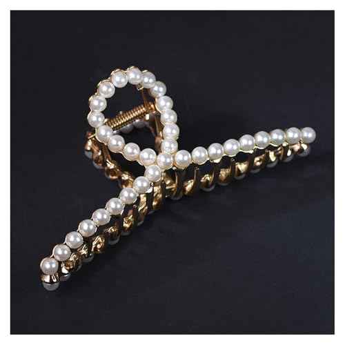Pearl Hair Claw Clips for Thick Heavy Hair, Women Girls Large Metal Claw Clips Non Slip Hair Jaw Wedding Party Hair Accessories (Pearl)
