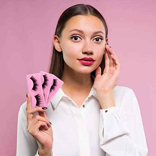 Blulu 50 Packs Minifalse Eyelash Storage Box Empty False Eyelash Care Storage Case Box Container Holder Plastic Lash Cases Makeup Organizer (Pink)