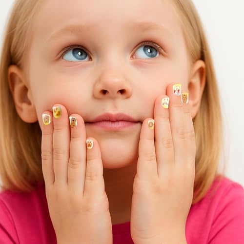 Allstarry Nail Stickers for Kids, 15 Sheets Kids Nail Stickers for Girls Self-Adhesive Nail Decals Cute Animal Fruit Bow Flower Heart Star Sticker Birthday Christmas Gift