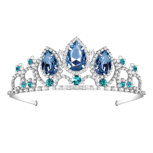 Princess Crown Girls Crystal Tiara Sparkle Gold Crown Halloween Cosplay Hair Accessories Girls Tiara Wedding Tiara for Sweet Birthday Gifts