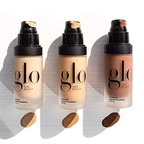 Glo Skin Beauty Luminous Liquid Mineral Foundation Makeup with SPF 18 (Naturelle) - Improves Uneven Skin Tone, Smooths & Corrects Imperfections, Sheer to Medium Coverage, Dewy Finish