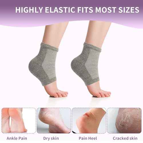 2 Pairs Silicone Socks for Dry Cracked Feet Women, Moisturizing Heel Socks, Gel Toeless Lotion Sock, Moisture Silicon Foot Sock for Cracked Heels Overnight by Untrytb