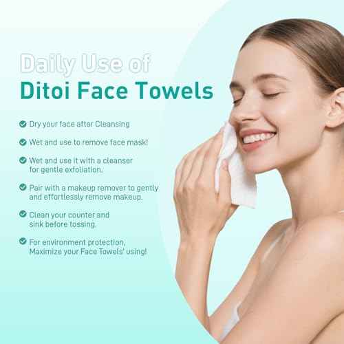 Face Towels, 10"¡¿12" Disposable Face Towel, Face Towelettes XL, Ultra Soft Makeup Remover Dry Wipes, Thick Face Towel for Sensitive Skin, 50 Count (1 Pack)