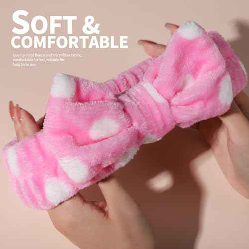 Teenitor 5pcs Makeup Headband with Removable Bow, Spa Headband for Washing Face, Stocking Stuffers for Teen Girls Women, Christmas Gifts Basket for Teens Girls Party, Skin Care Hairband