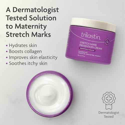 TriLASTIN Stretch Mark Cream for Pregnancy - 4 fl oz, Citrus Scent - Pregnancy Stretch Mark Prevention & Pregnant Belly Cream & Belly Oil for Pregnant Women - Paraben Free