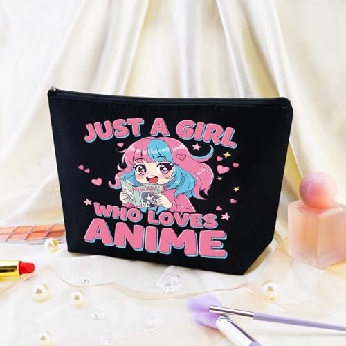 Anime Gifts for Women Anime Lover Gifts for Women Friend Sister Animes Fans Makeup Bag Cosmetic Pouch with Zipper Travel Toiletry Makeup Organizer Kawaii Animes Merch Stuff Accessories