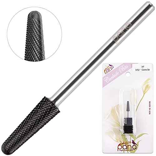 PANA USA Professional 3/32" Shank Size - Cone Shape Carbide Bit - Nail Drill Bit for Manicure Pedicure Tools Dremel Machine (Extra Fine, DLC Black)