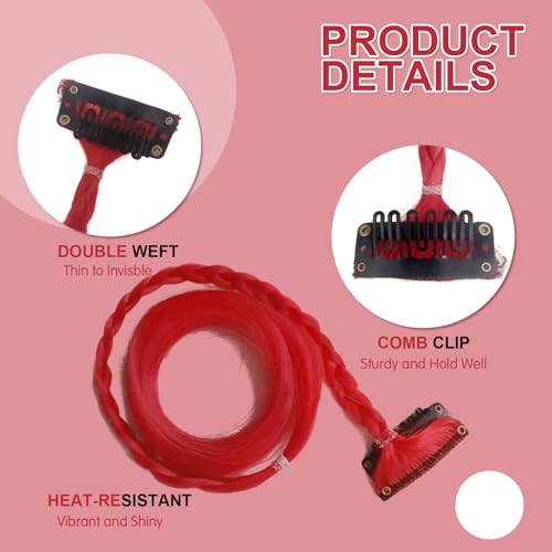 Boho Box Braiding Hair Extensions 22 Inch Clip in 5 PCS - Bohemian Braids With Curly Ends, Goddess Box Braids Synthetic Hairpieces, Red Natural Soft Hair
