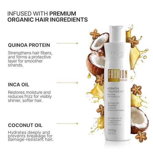 FASHION GOLD, Keratin Hair Treatment, 6 USES per Bottle, Keratina para Alisar el Pelo, Alisado Brasile?o Keratina Permanente, Alisados Organicos SIN FORMOL, Nanoplastia, 300 grs